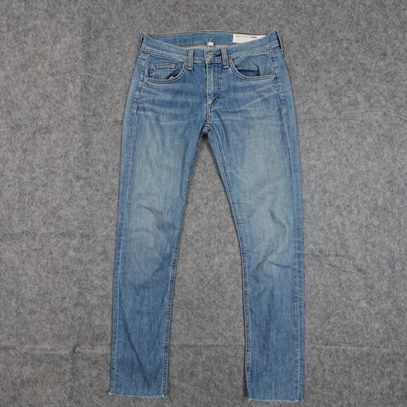 Rag and Bone Jeans Womens 23 Skinny Medium Wash Lucky Rogue Raw Hem Denim 27" - Picture 1 of 11